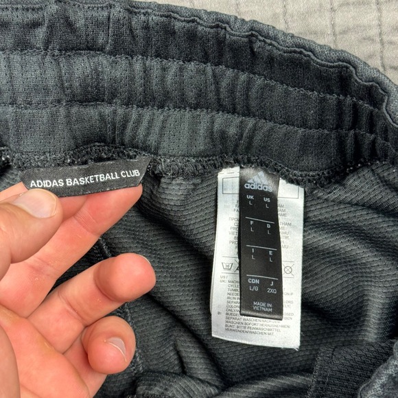 Adidas Sweatpants Men Large Black Open Hem Basketball Workout Gym Sportswear - Picture 8 of 12